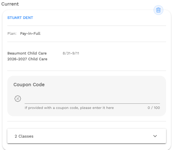 Coupon Code Entry