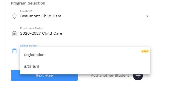 Date Selection Drop-Down Menu