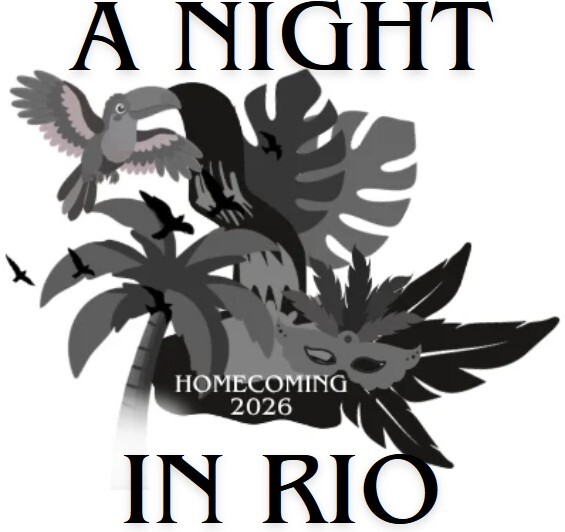 A Night in Rio - Homecoming 2026 Logo with Rio-Style Graphic