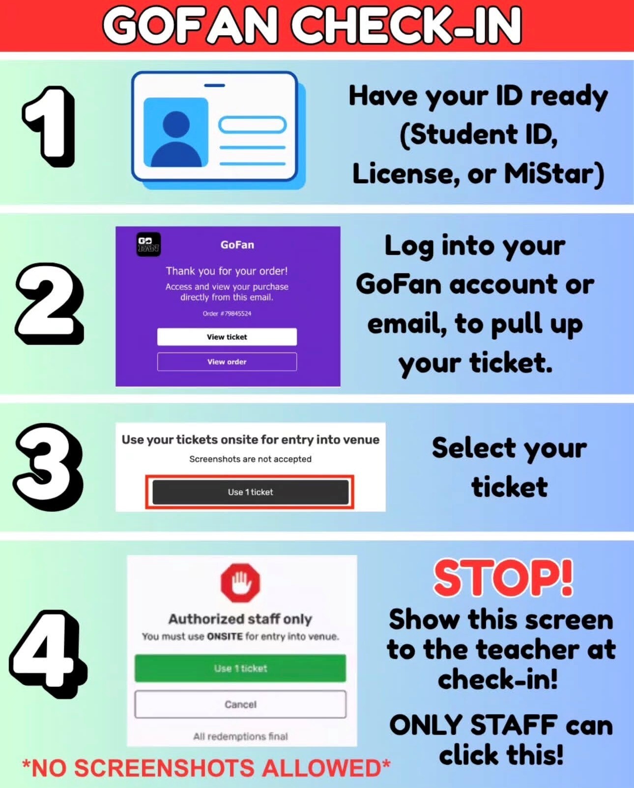 GoFan Ticket Check-in Reminders